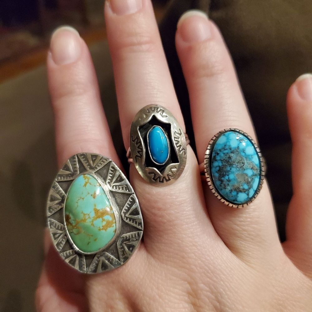 Handmade Turquoise and Sterling Silver Ring size 8